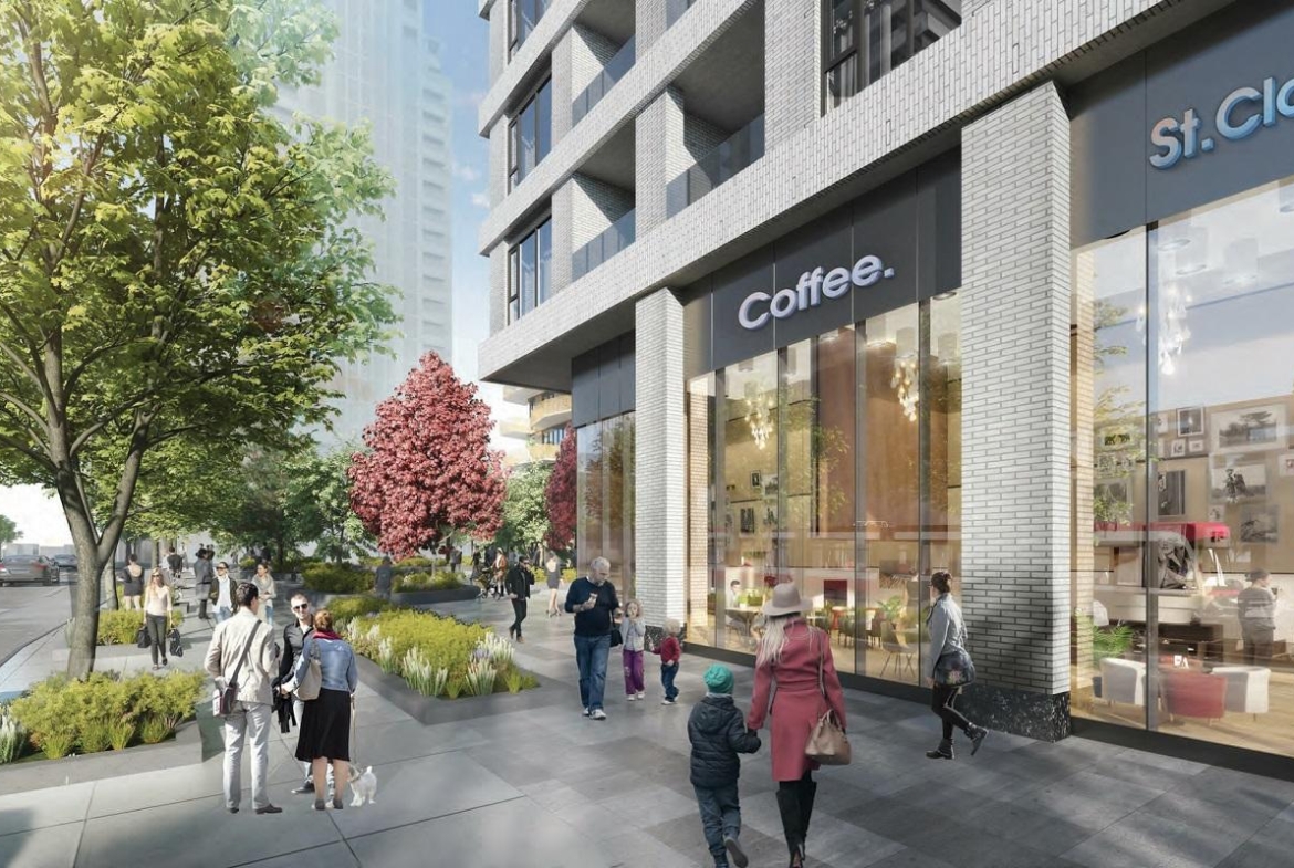 Rendering of 490 St. Clair Condos retail at grade-level