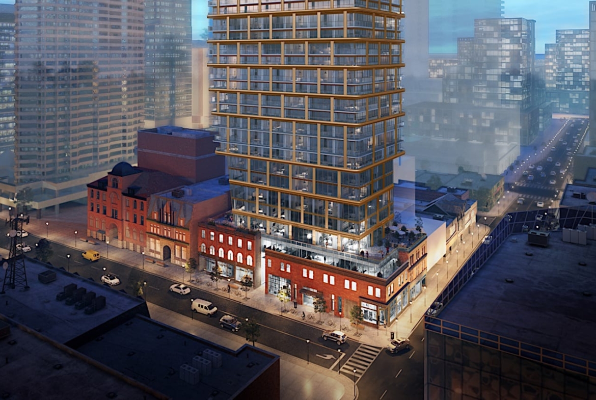 Exterior rendering of 8 Elm Condos aerial of lower half