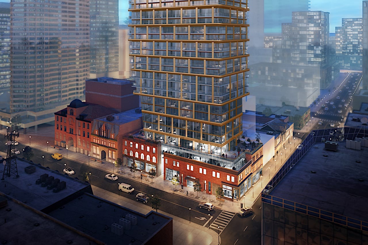 Exterior rendering of 8 Elm Condos aerial of lower half