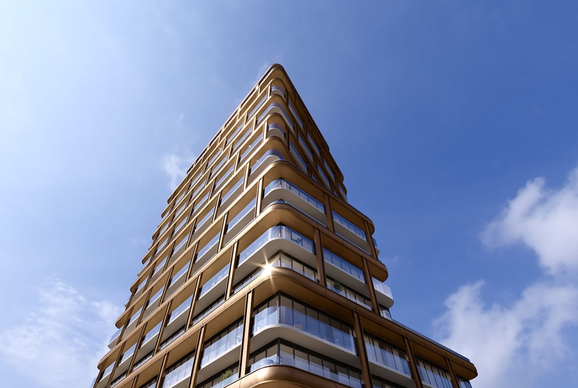 Rendering of 8 Elm Condos exterior from ground view
