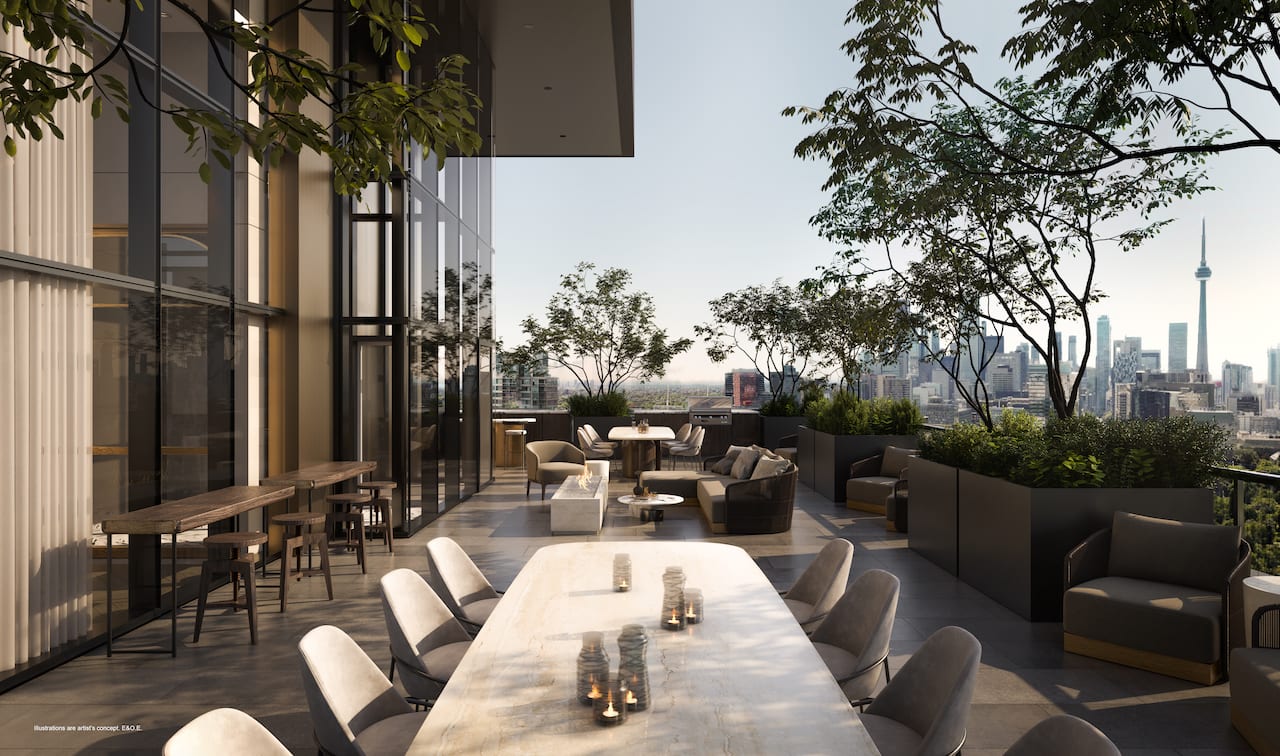 Rendering of Foret Condos boutique rooftop terrace
