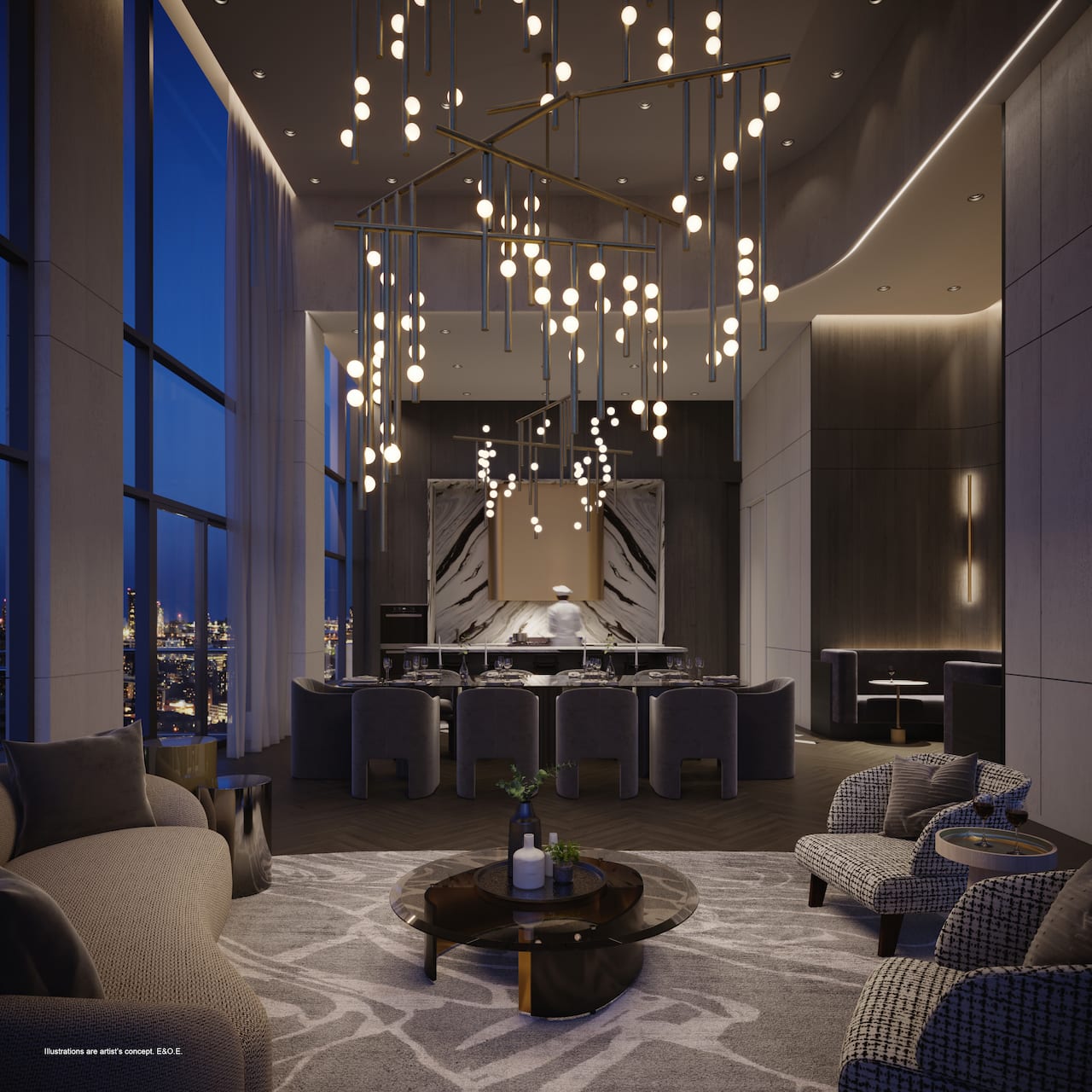 Rendering of Foret Condos chefs kitchen