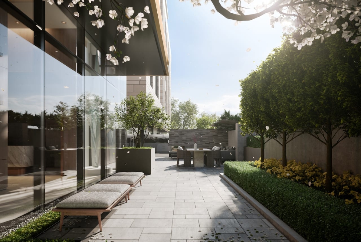 Rendering of Foret Condos secret garden