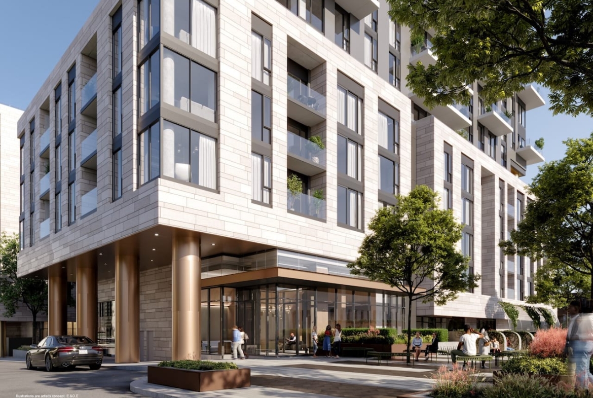 Rendering of Foret Condos exterior entrance