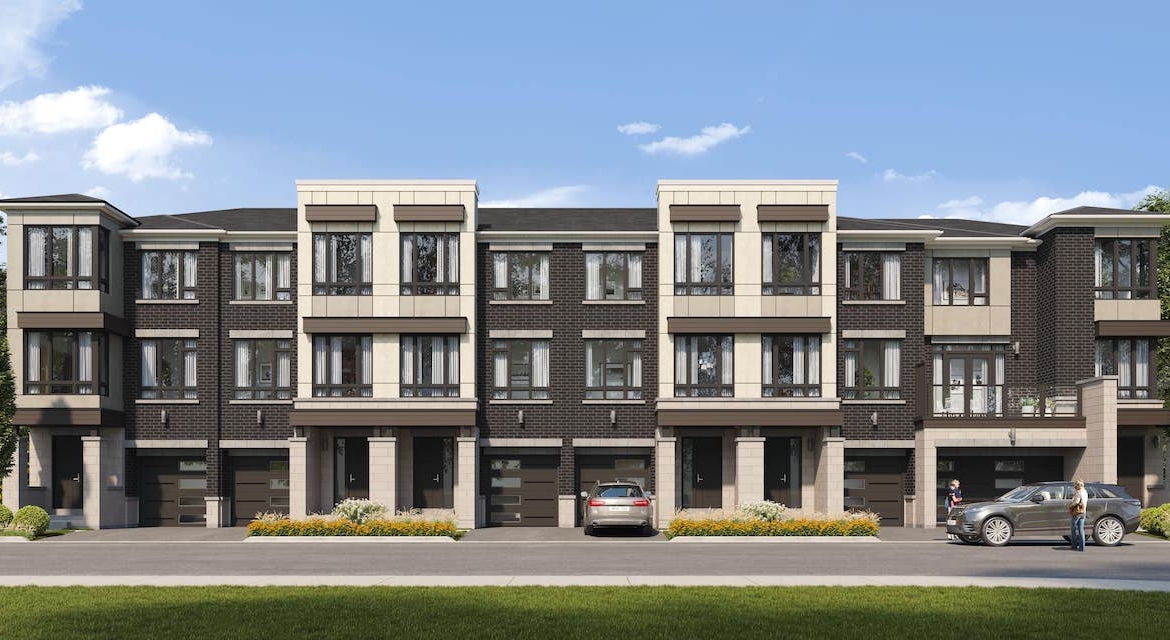 Rendering of Huntingdale Towns Grand Oak C building exterior Elevation B