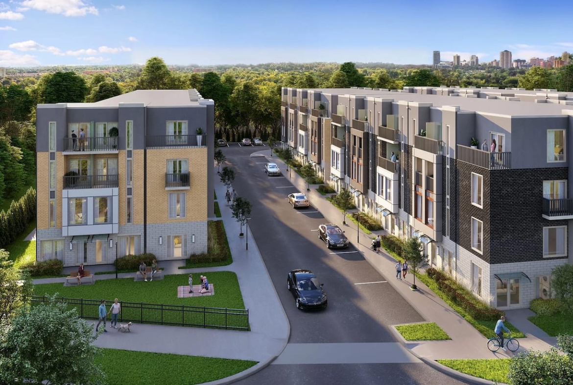Rendering aerial view of Huntingdale Towns