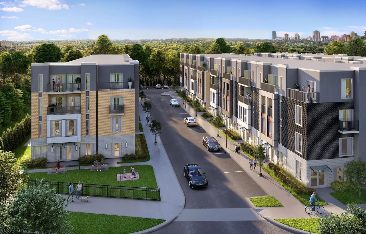 Rendering aerial view of Huntingdale Towns