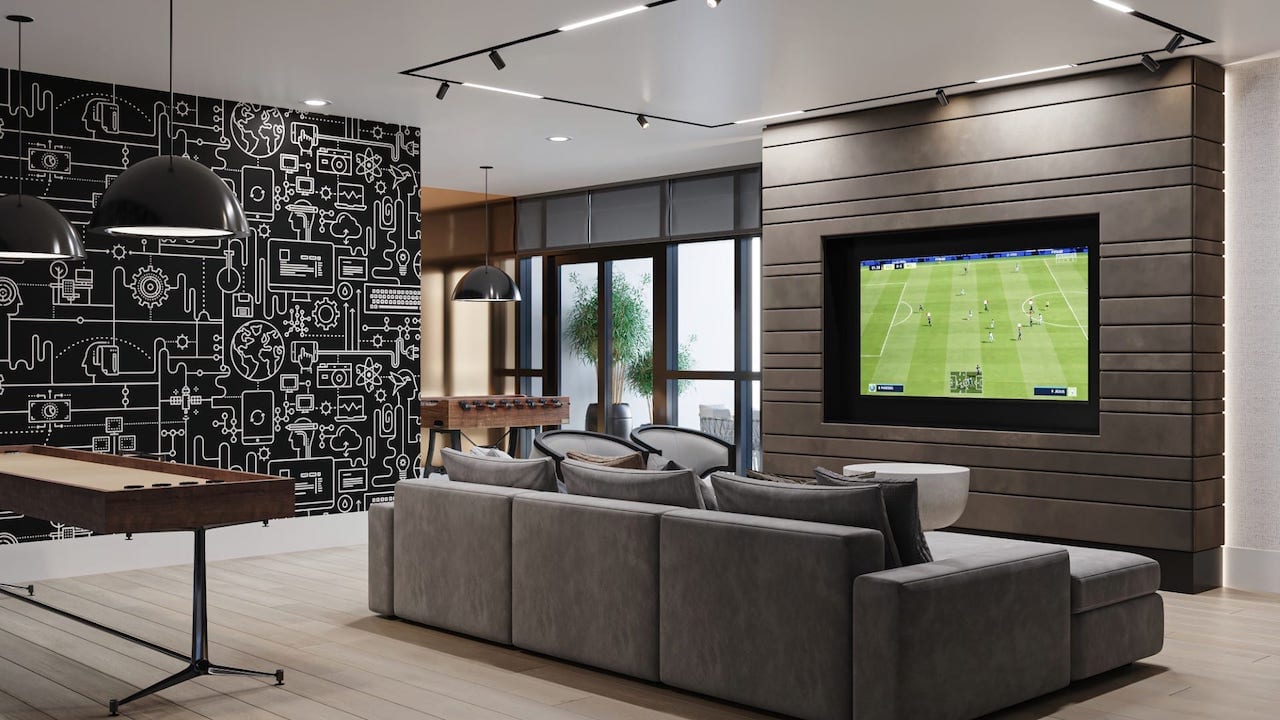Rendering of Linea Condos entertainment nook