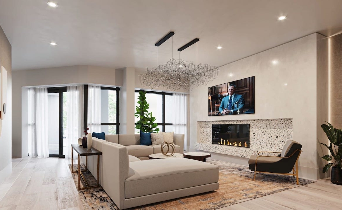 Rendering of Linea Condos event lounge