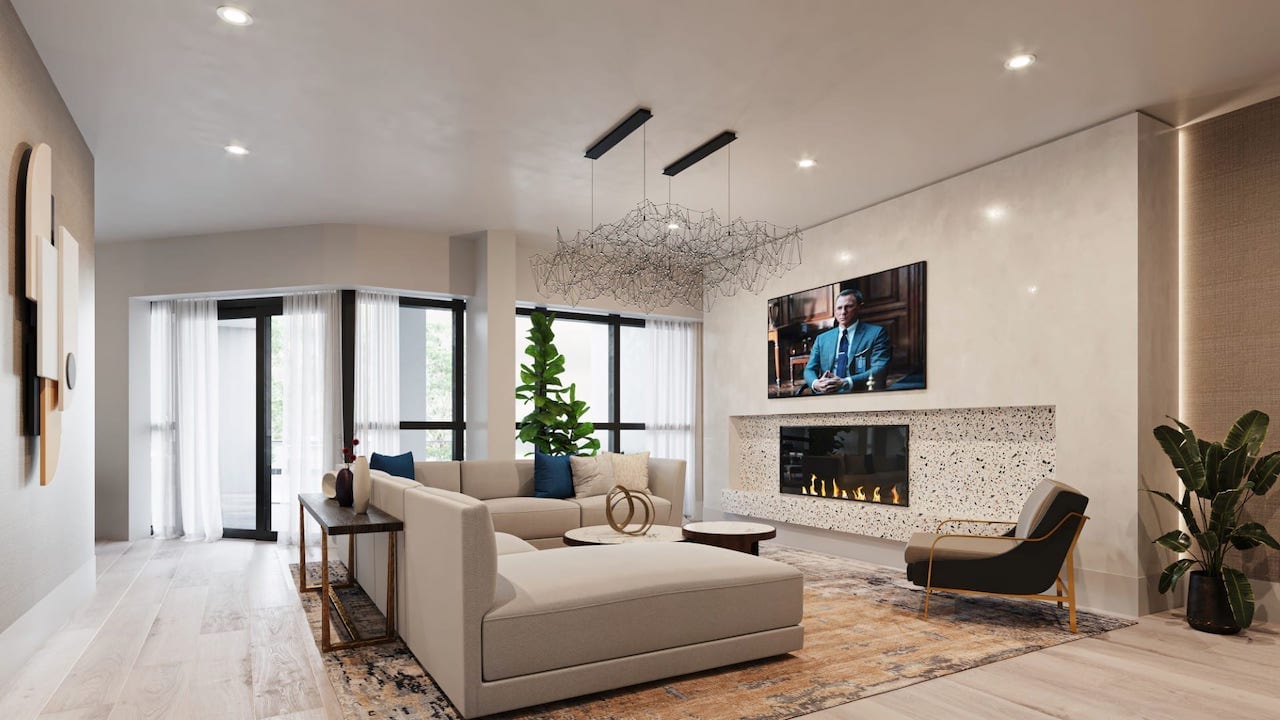Rendering of Linea Condos event lounge