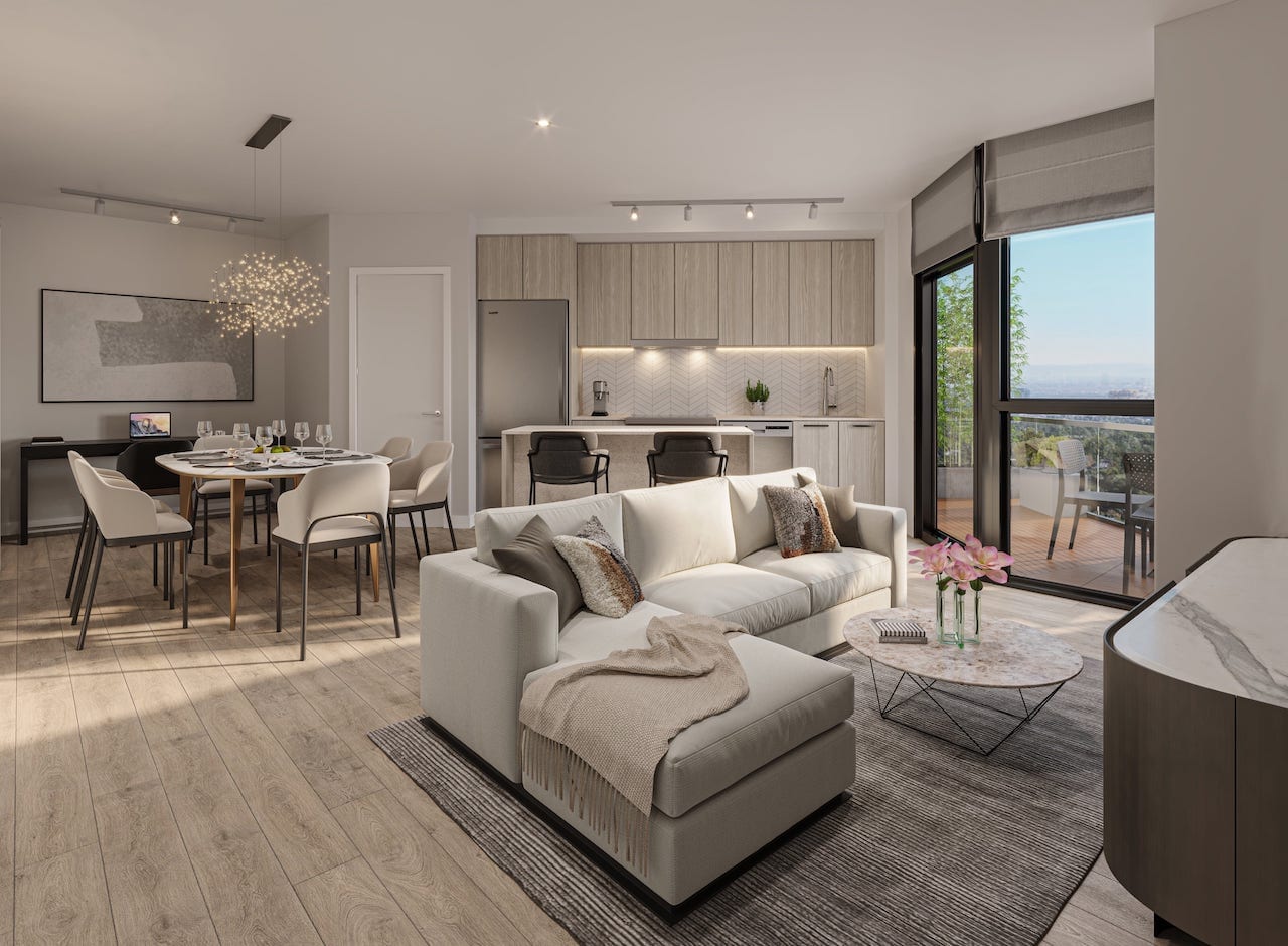 Rendering of Linea Condos suite interior open-concept