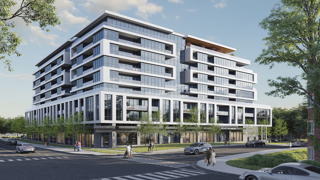 Exterior rendering of Linea Condos in Toronto