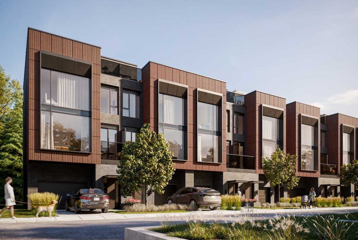 Rendering of North on Bayview Towns exterior side view