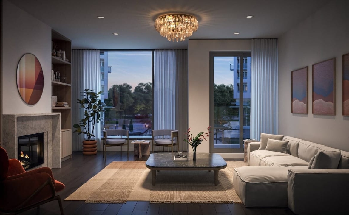 Rendering of North on Bayview Towns interior living room