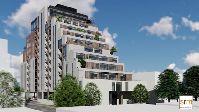 Rendering of Six99 Condos Exterior left view old exterior