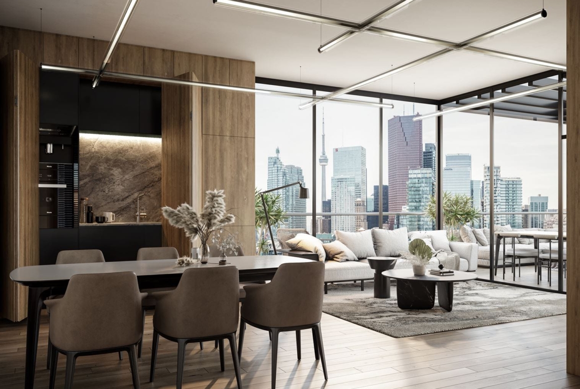 Rendering of Six99 Condos Interior meeting room