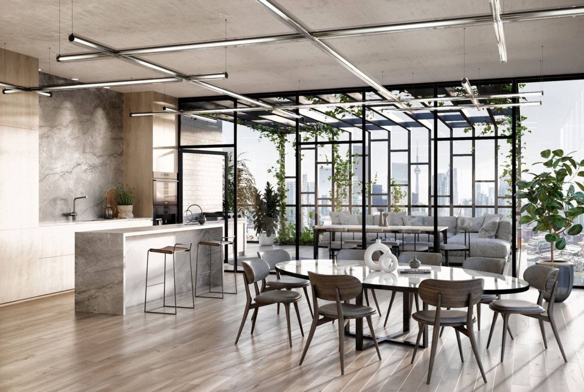 Rendering of Six99 Condos Interior party room