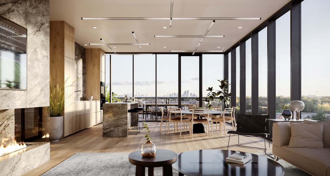 Rendering of Six99 Condos party room interior