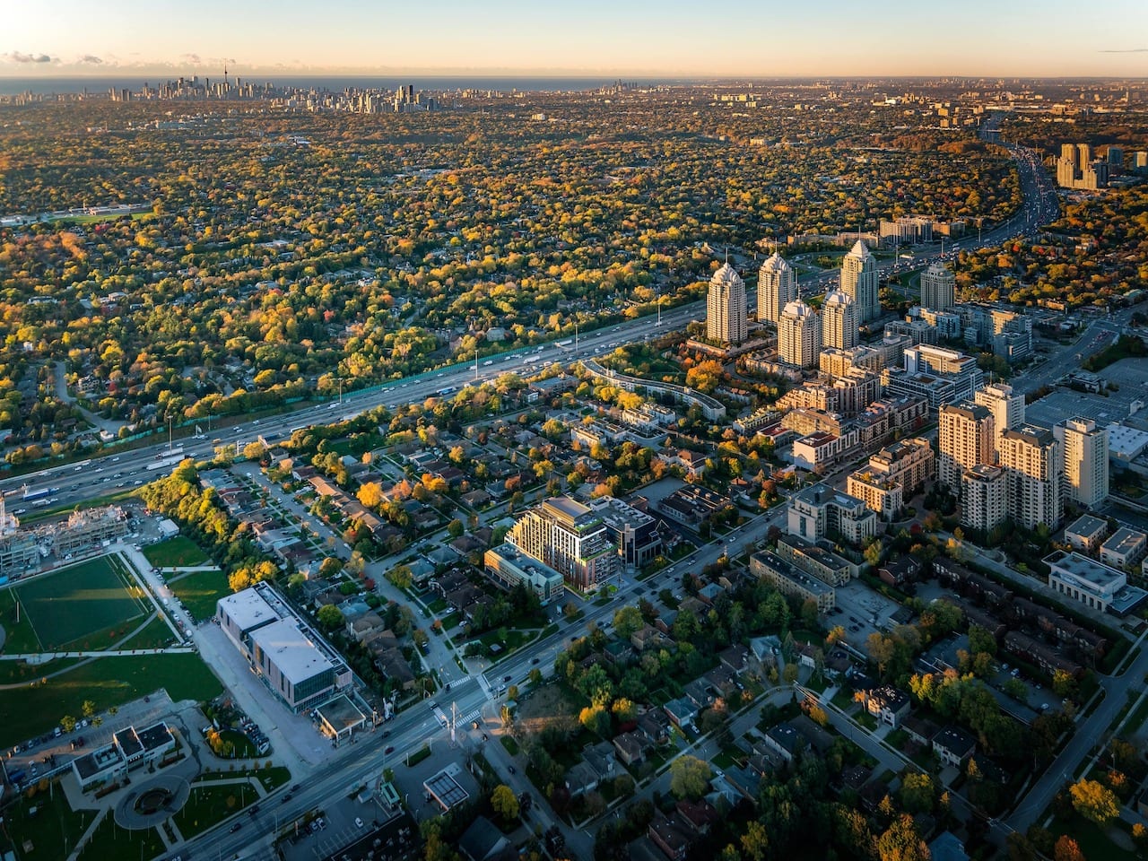 Rendering of Six99 Condos in Toronto aerial