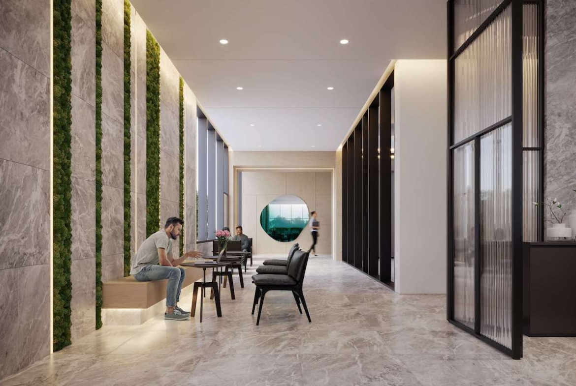 Rendering of Six99 Condos lounge