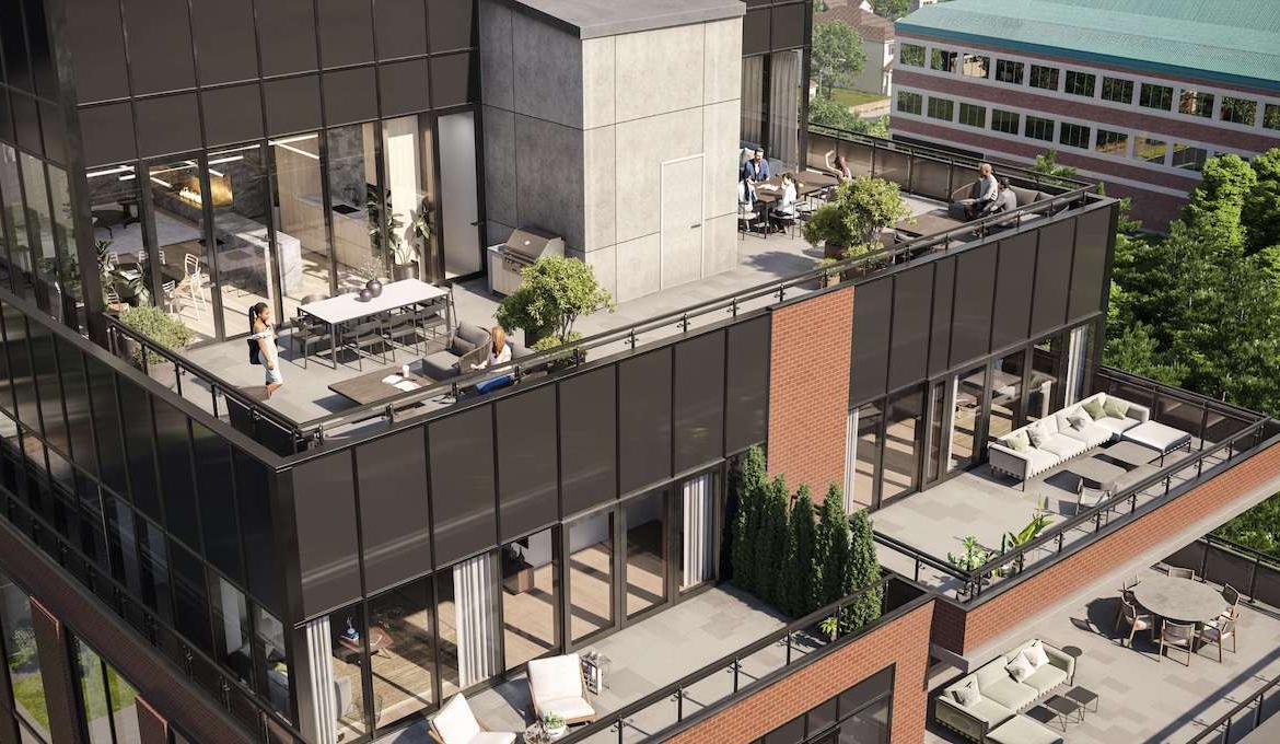 Rendering of Six99 Condos aerial of balcony