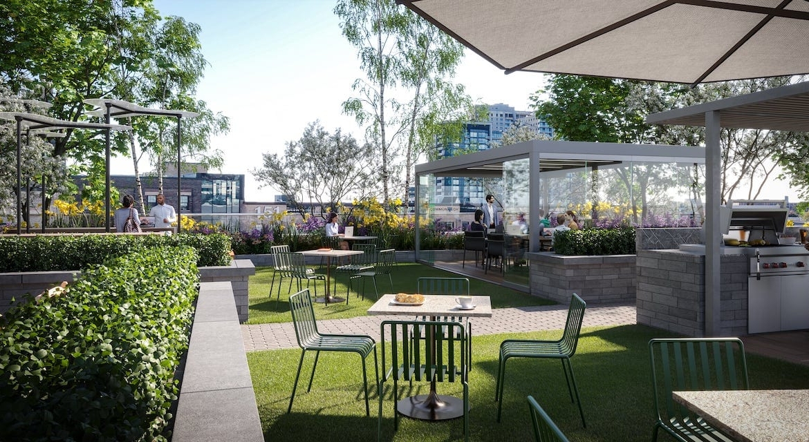Rendering of TEK Towers terrace during the day