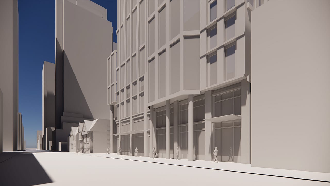 Exterior rendering of 260 Adelaide Condos entrance