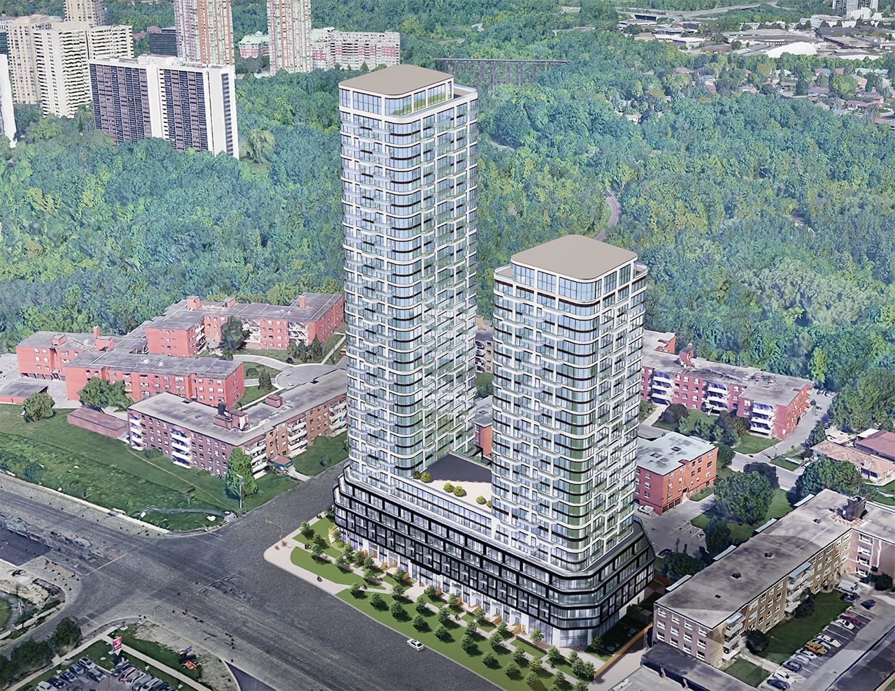 Rendering of 3 Swift Drive Condos exterior aerial