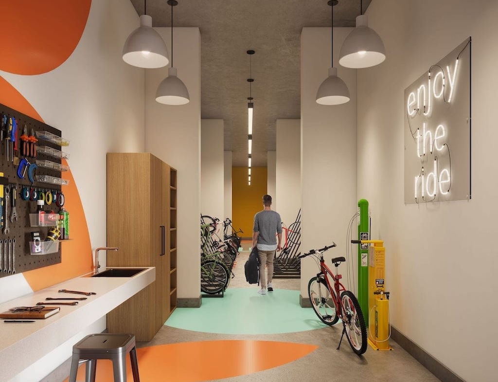Rendering of Lakeview DXE Club bike storage