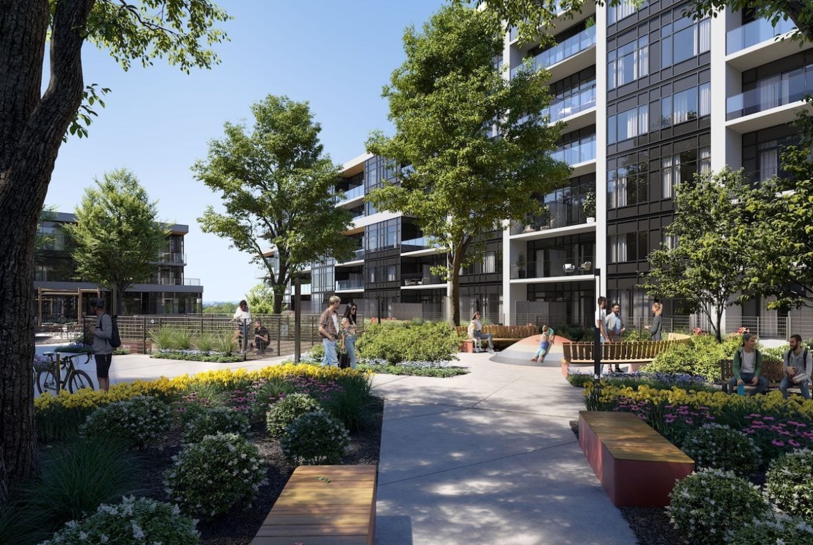 Rendering of Lakeview DXE Club elevated courtyard