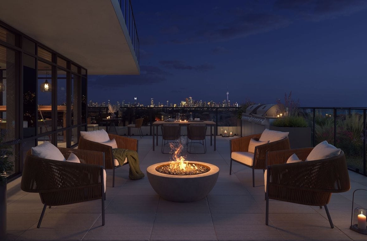 Rendering of Lakeview DXE Club Social Club exterior at night