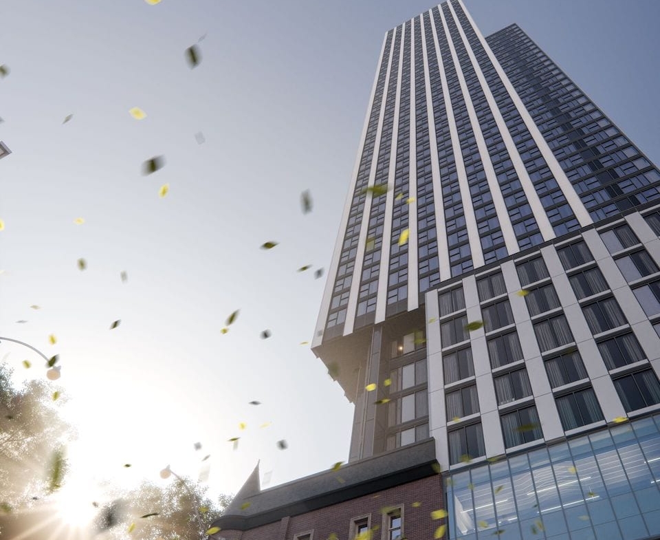 Rendering of Church Condos worms-eye-view