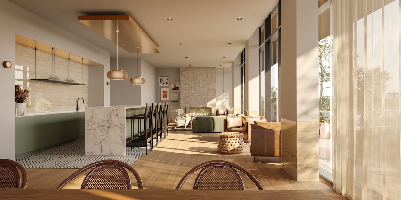 Rendering of Westbend Residences rooftop lounge interior