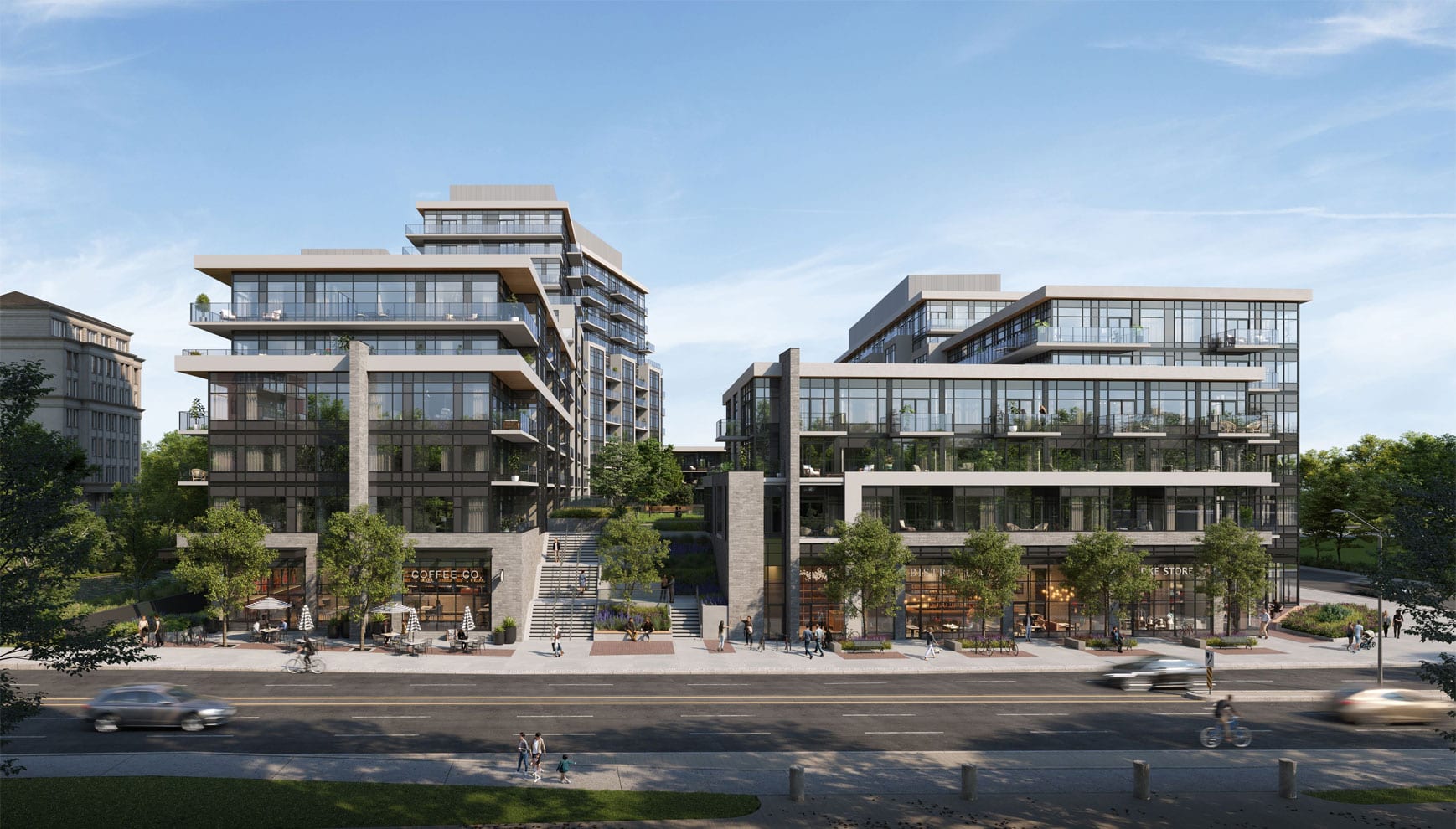Rendering of Lakeview DXE Club Condos exterior daytime full view