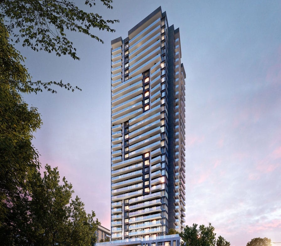 Rendering of Metro Park night facade