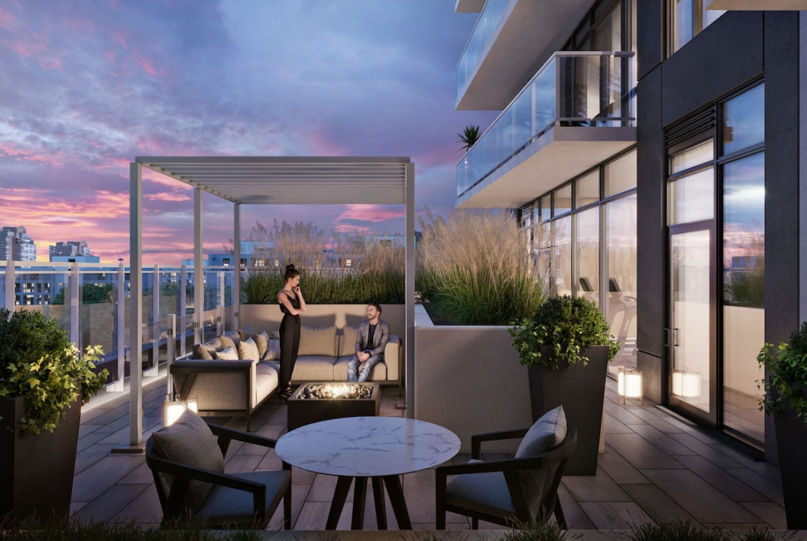 Rendering of Metro Park terrace at night