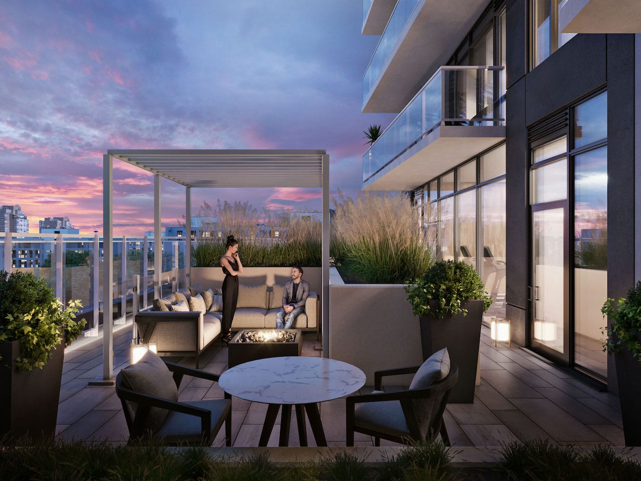 Rendering of Metro Park terrace at night
