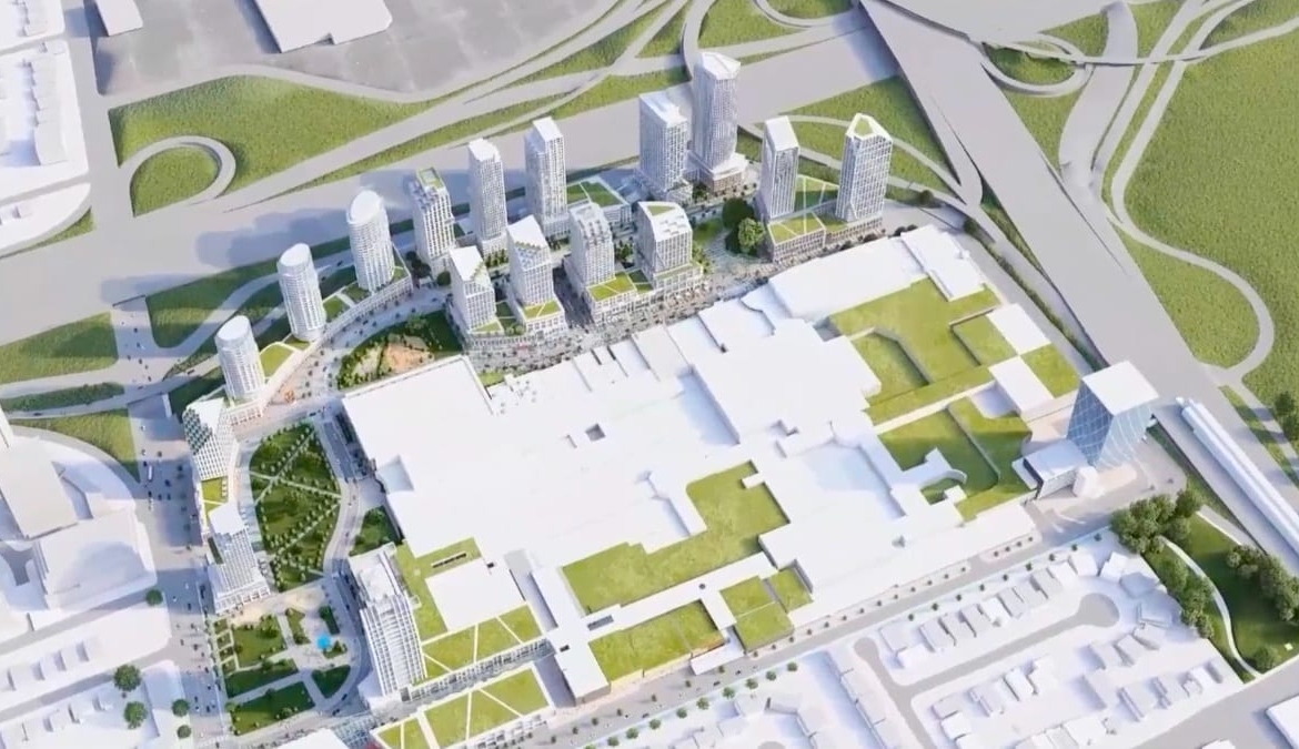 Rendering of Yorkdale Intensification community aerial towers