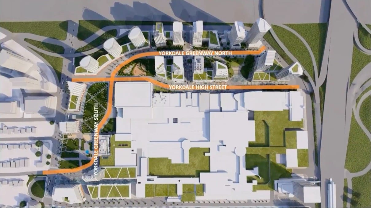 Rendering of Yorkdale Intensification community aerial road names
