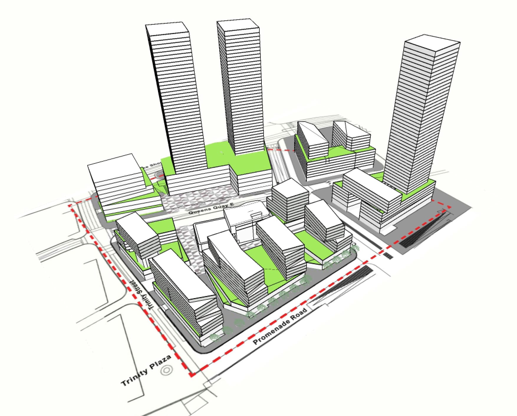 3D Site plan of 3C Waterfront Condo Community in Toronto