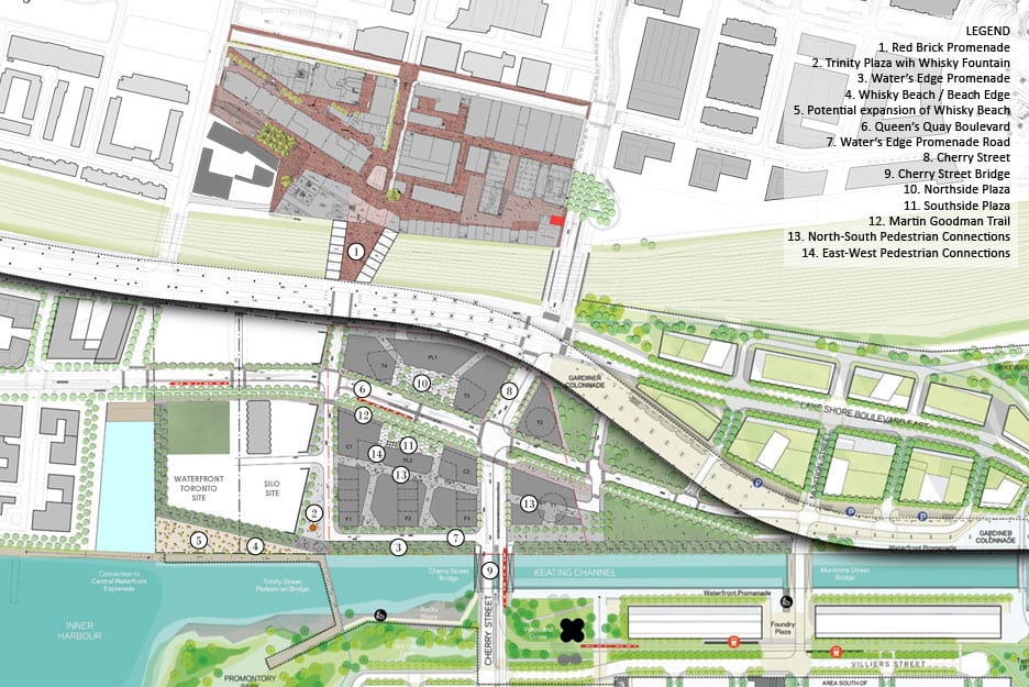 Site plan of 3C Waterfront Condo Community in Toronto with legend