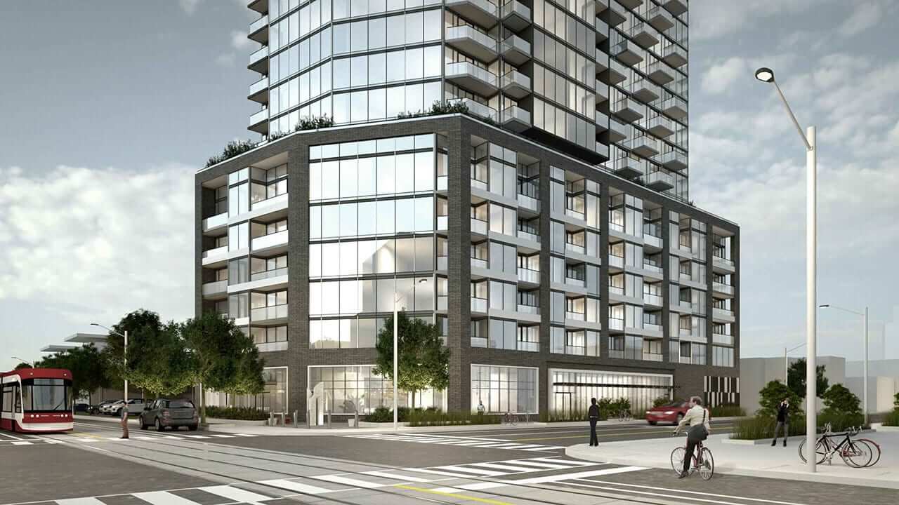 111 River St Condos exterior entrance close up