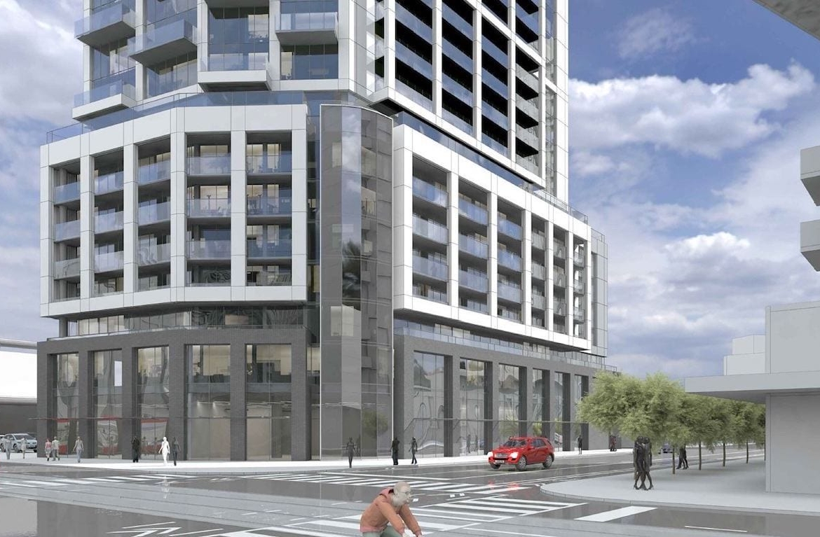 Rendering of 111 River Street Condos exterior podium