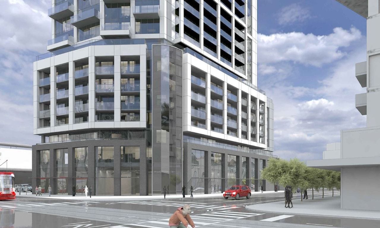 Rendering of 111 River Street Condos exterior podium