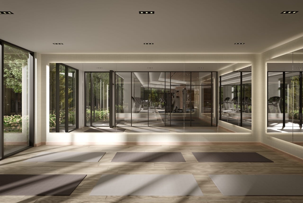 Rendering of The Saw Whet Condos yoga studio