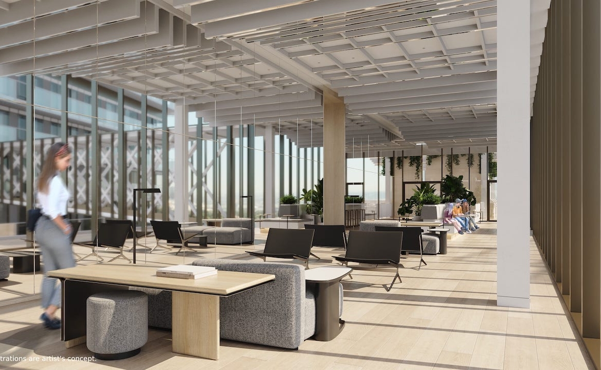 Rendering of Bridge House at Brightwater co-working lounge