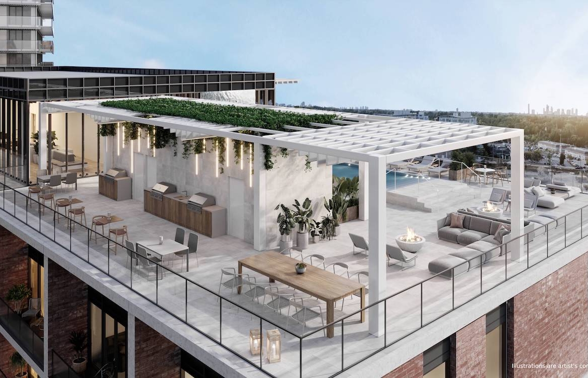 Rendering of Bridge House at Brightwater pool rooftop