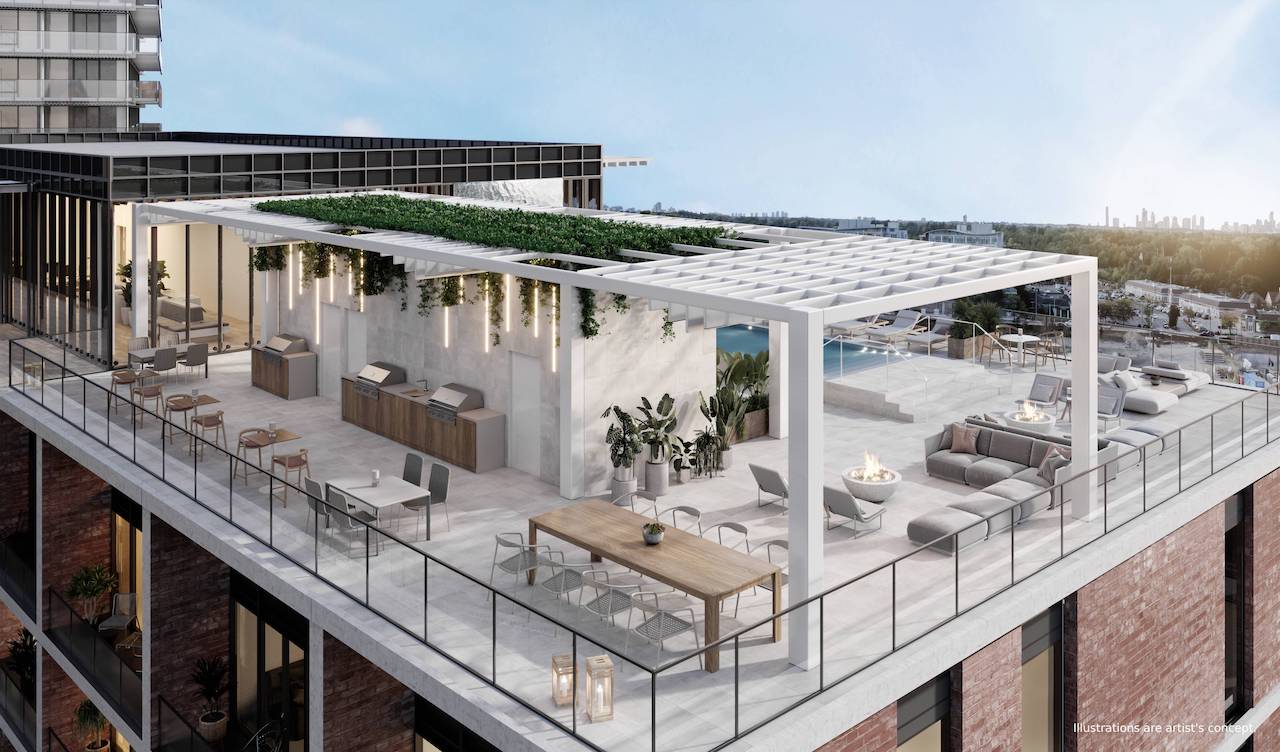 Rendering of Bridge House at Brightwater pool rooftop