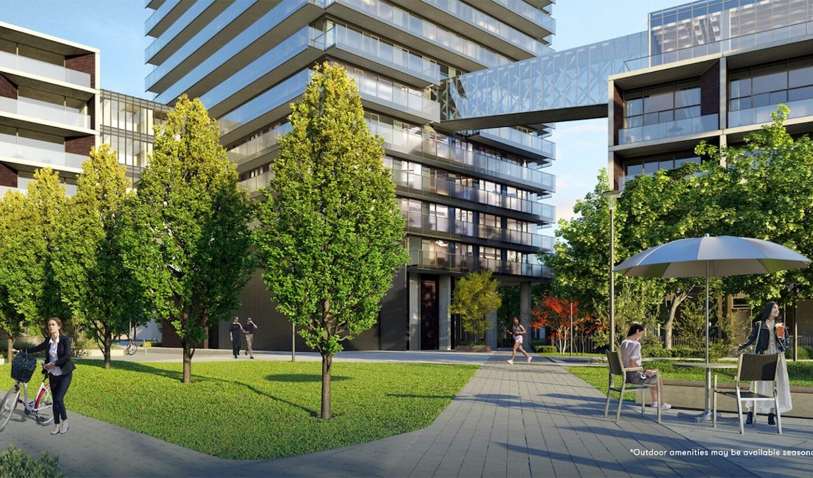 Rendering of Bridge House at Brightwater courtyard