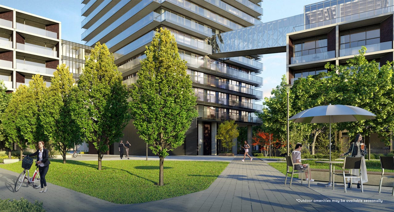 Rendering of Bridge House at Brightwater courtyard
